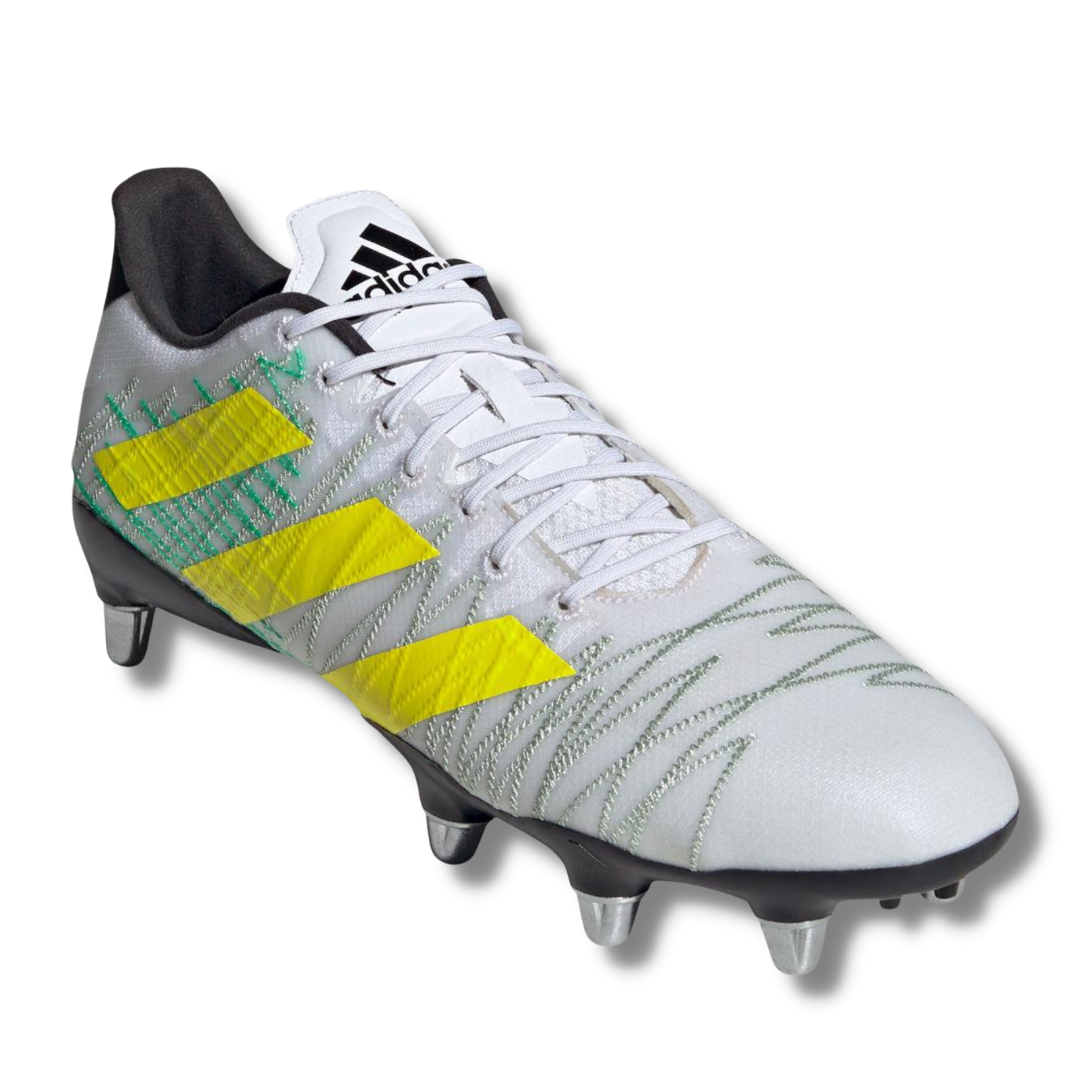 adidas Kakari Z.1 SG Rugby Cleats - White/Yellow | Rugby Now