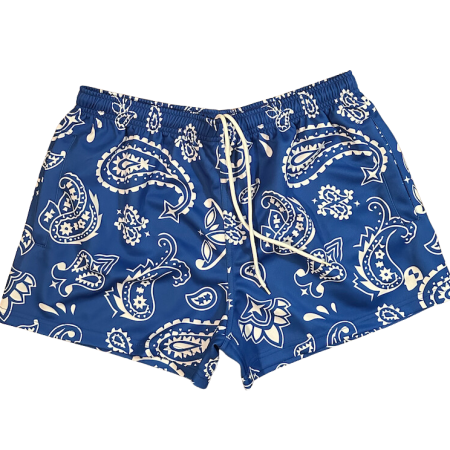 Blue Paisley Rugby Shorts