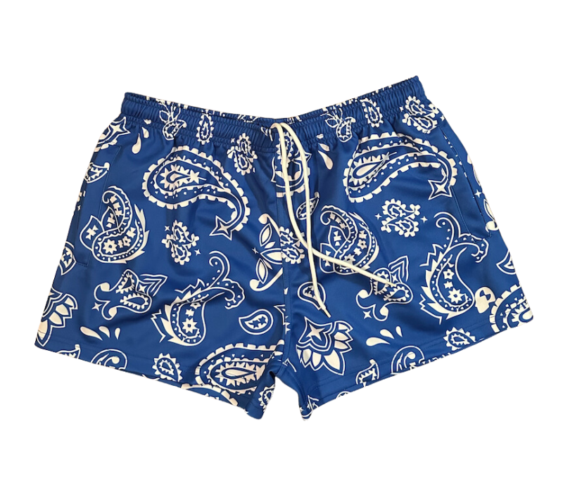 Blue Paisley Rugby Shorts